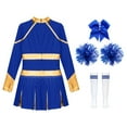 thumbnail image 4 of Alvivi Kids Girls Cheer Leader Outfits Cheerleading Dance Dress with Pom Pom Headwear Socks B Blue 10, 4 of 5