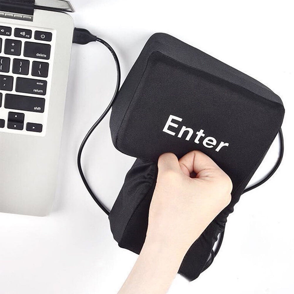 Big Enter Key Pillow for Stress Relief /Nap Use With USB Cable Desktop Punch 