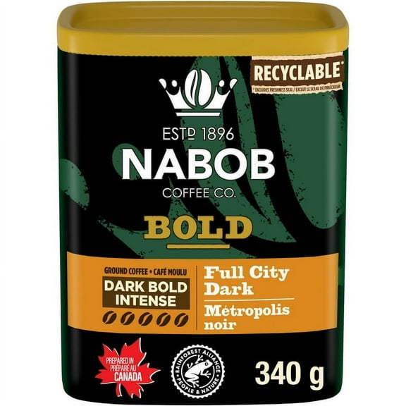 Nabob Bold Full City Dark - 340g/12 oz., Recyclable Flavor-Lock Package {Imported from Canada}