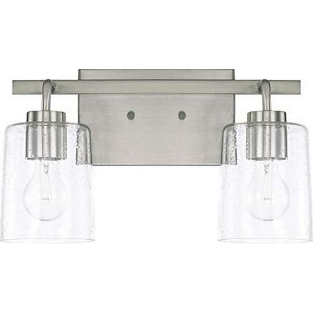 

CHIUNMK HomePlace Lighting 128521BZ-449 Greyson Urban/Industrial Clear Seeded Glass Bathroom Vanity Wall Light 2-Light 200 Total Watts 9 H x 15 W Bronze