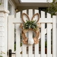 thumbnail image 6 of 15" Easter Bunny Wreath Spring Artificial Flower Rabbit Rattan Wreath with Rabbit Tail Feet Green Twig and Berries Linen Bow Knot for Farmhouse Front Door Farmhouse Wall Home Window Decor, 6 of 8