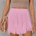 thumbnail image 2 of AherBiu Summer Shorts for Women Boho Ruffle Ruched Flowy Vacation Beach Wear Elastic High Waisted Lightweight Shorts, 2 of 8