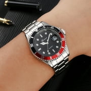 Fsqjgq Watches for Men Classic Stainless Steel Date Sport Quartz Analog Wrist Watch Mens Dress Watches Red