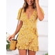 thumbnail image 5 of Vestido estampado de manga corta de verano para mujer Vestidos cortos casuales con cuello en V Fokelyi WRMH-1447-1, 5 of 6