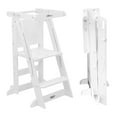thumbnail image 1 of Little Partners Learn 'N Fold Learning Tower Foldable Toddler Platform Baby Kitchen Stool, Children's Folding Kitchen Helper Adjustable Ladder for Kids Ages 2 to 6 (Soft White), 1 of 5