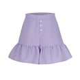 thumbnail image 6 of LOVZFMLL Womens Shorts Summer Casual Loose Ruffle Trendy Button High Waisted Skorts Cute Comfy Gingham Plaid Shorts Purple L, 6 of 8