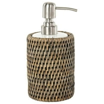 La Jolla Round Rattan Liquid Soap Dispenser, Black-Wash