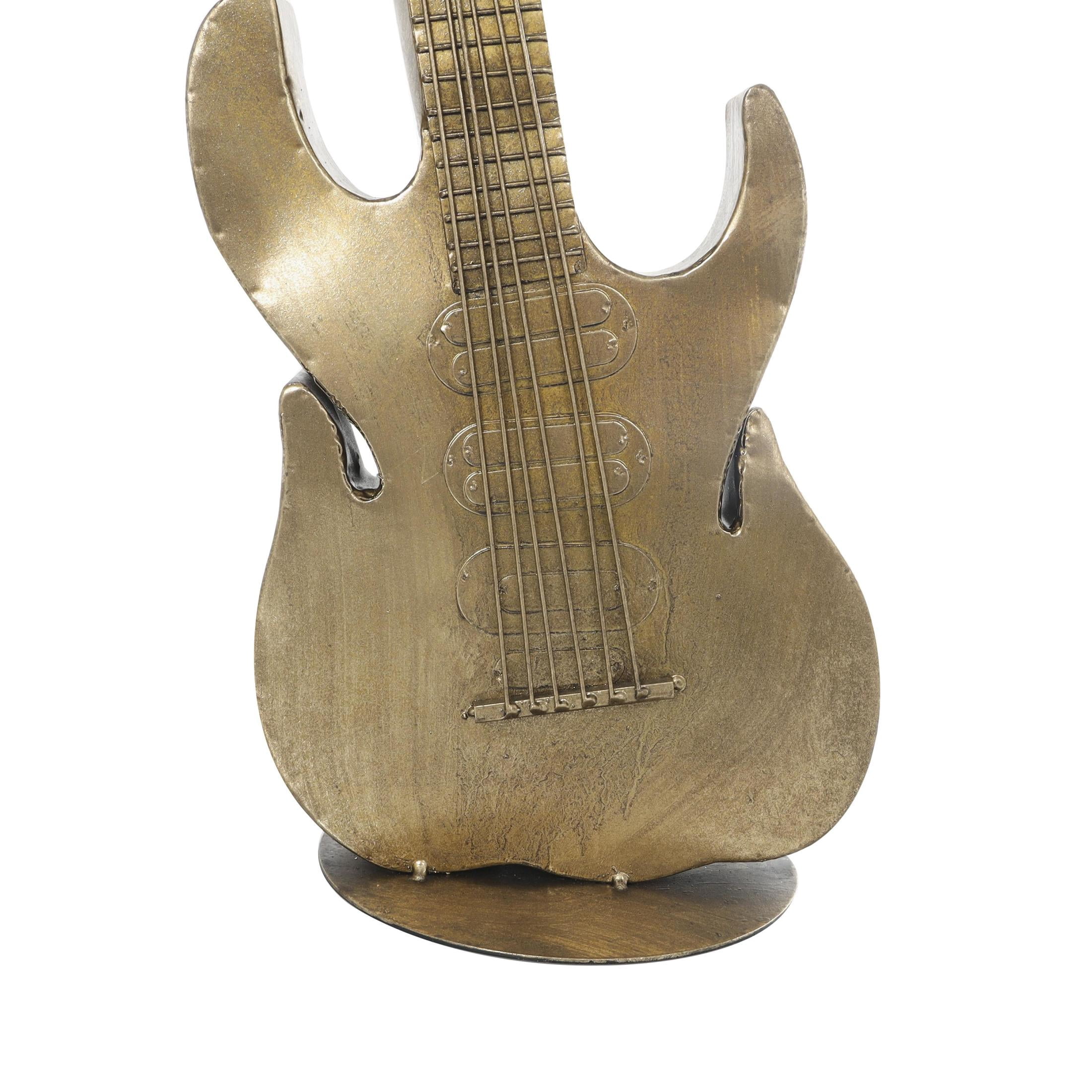 9" x 29" Multi Colored Metal Vibrant Guitar Sculpture with a Dripped Paint Design, by DecMode