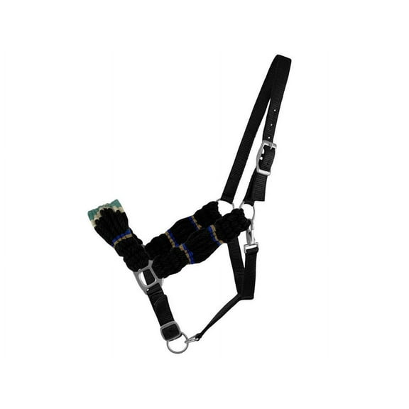 Showman Black Mohair Wool Bronc Halter w/ Southwest Design