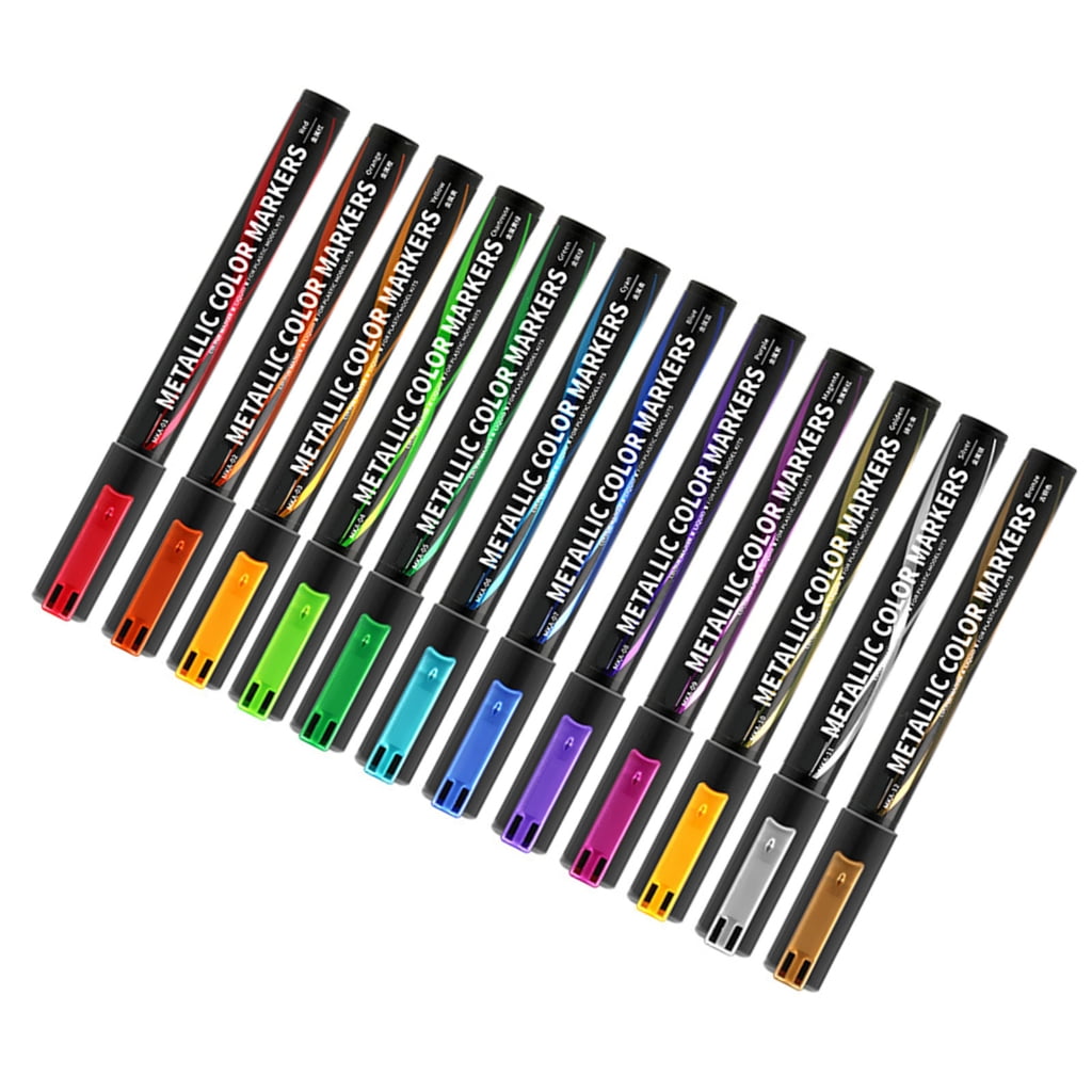 Set of 12 Metallic Marker Pen Paint Pen Metallic Pen Metallic Marker Brush Pen for Scrapbook, Card Making Craft Painting