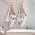 thumbnail image 3 of Flamingo Couples Pink Hand Towels for Bathroom, Hot Summer Beach Kitchen Towel 2 PCS Ultra Soft and Highly Absorbent Decorative Fingertip Face Bath Towels for Spa & Hotel, 28.3"x 14.4", 3 of 4