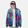 thumbnail image 4 of Goofa Neon Free Play Printed Women's UPF 50+ Sun Protection Hoodie Jacket Lightweight Long Sleeve Sun Shirt for Women with Pocket Hiking Outdoor-XX-Large, 4 of 9