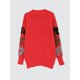 thumbnail image 4 of Cárdigan Extragrande para Mujer, Suéter Grueso con Botones y Estampado de Letras, Cárdigan Abierto Al Frente, Ropa de Calle Rojo S, 4 of 8