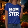 thumbnail image 2 of Leey-World Halloween Shirt for Women Halloween Mama Shirts Womens Pumpkin Shirt Casual Mom Letter Print Tees Cute Ghost Fall Pumpkin Tops(Blue,M), 2 of 8