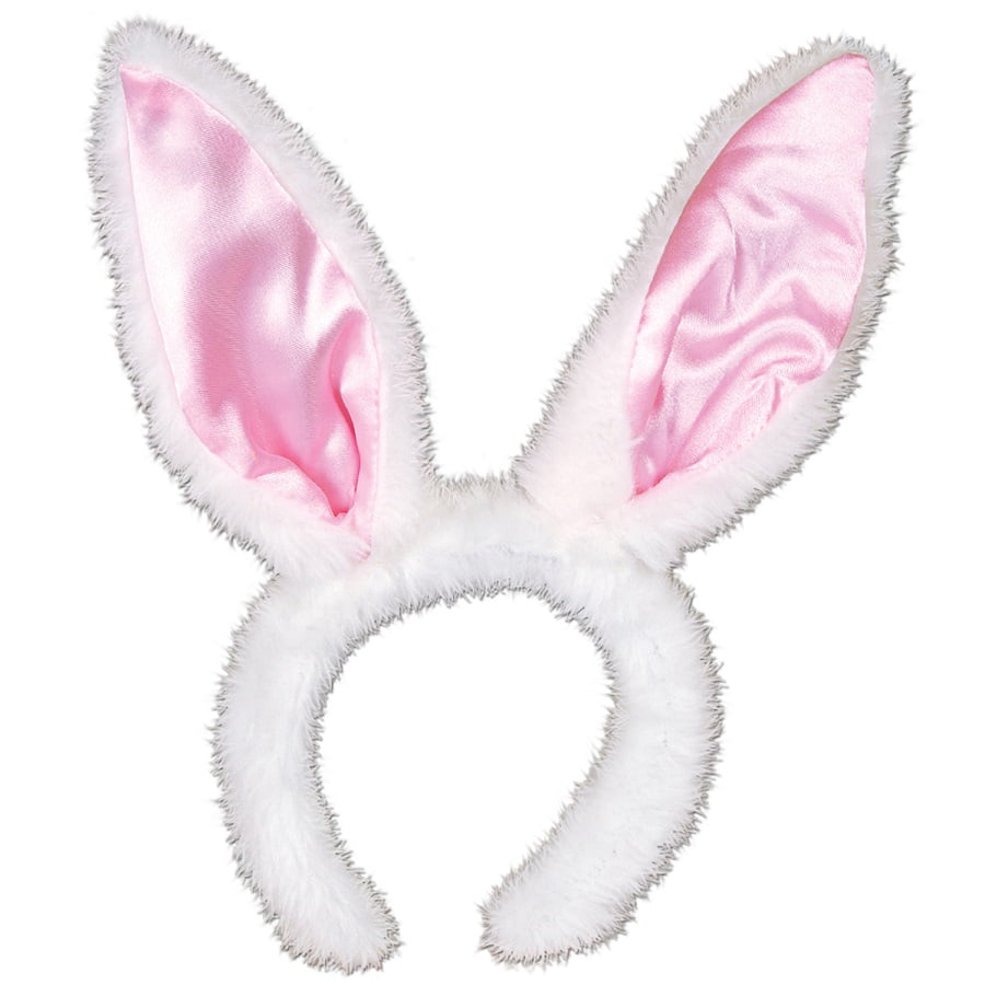 Plush Pink & White Bunny Rabbit Ears & Tail Set New Fancy Dress Accessory 