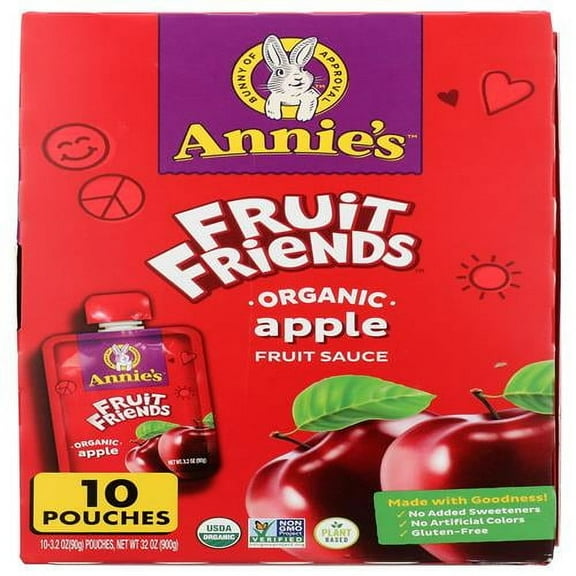 Annies Homegrown Organic Apple Fruit Sauce 10Pk, 32 Oz - Pack of 2