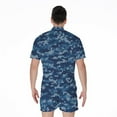thumbnail image 2 of Blue Camouflage Knitted Pattern Short Sleeve Men'S Rompers, Camo Camouflage Casual Summer Jumpsuits Outfit, 2 of 4