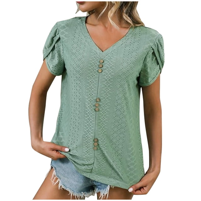 Birdeem Womens Fashion Casual Spring and Summer Short Sleeve V-Neck Blouses & Shirts