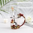thumbnail image 4 of Glass Coffee Cup Tea Mug & Gifts with Spoon Set Handmade Enamel Butterfly Rose Flower for Mothers Day Gift, Women (2 Red Pack), 4 of 6