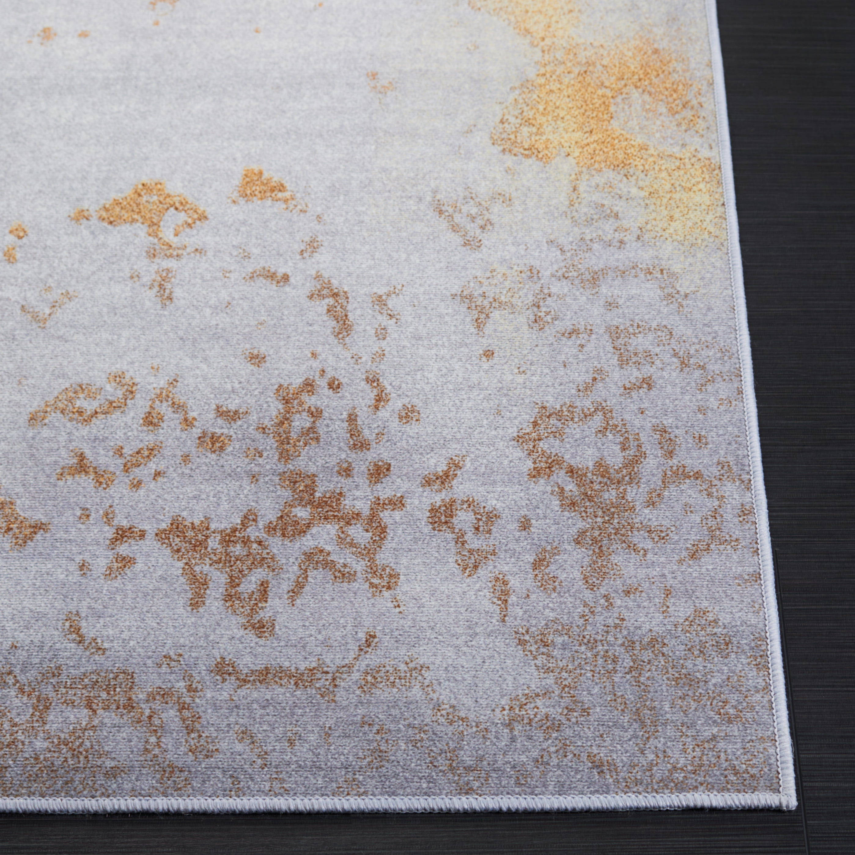 SAFAVIEH Tacoma Amilia Traditional Machine Washable Area Rug, Grey/Rust, 5' x 8'