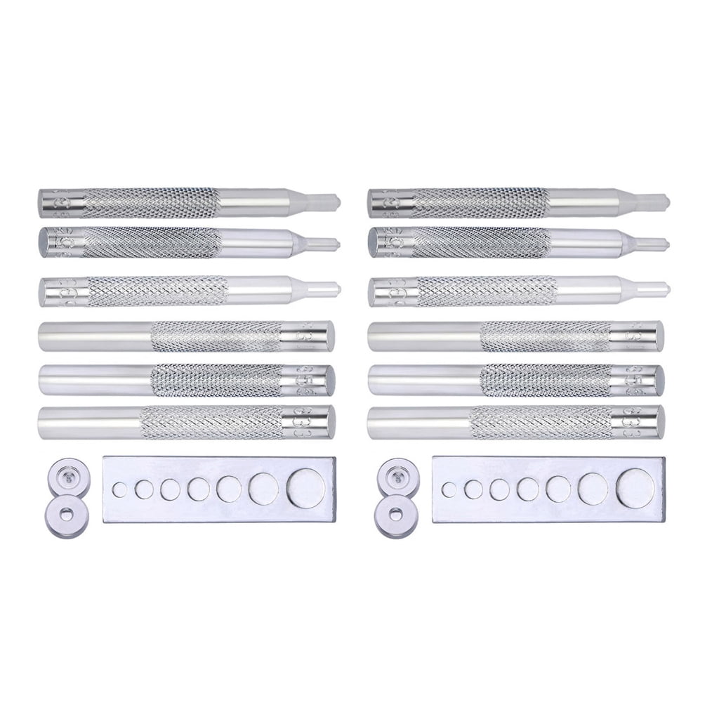 2Sets Press Studs Button Fastener Fixing Tool with Punching Tool, Installing Tool and Base for Leather Belt, Jackets