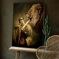 thumbnail image 2 of Lion and Knight Canvas Wall Art – Medieval Warrior with Sword and Lion Symbol, Christian Courage and Strength Home Décor, Inspirational Artwork, Ready to Hang, 2 of 4