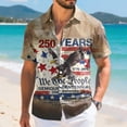 thumbnail image 4 of UngA 250 Anniversary USA T Shirt, Men's American Flag Button Down Shirt Casual Eagle Hawaiian Shirts Patriotic Short Sleeve T Shirts for Man (Khaki,L), 4 of 6