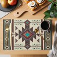 thumbnail image 2 of Brown Theme Pattern Placemats Set of 4 Retro Bohemian Square Abstract Geometric Heat Insulation Washable Place Mats, Rustic Non-Slip Table Mats for Dining Table Party Kitchen Decor,13x19 Inch, 2 of 9