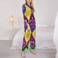 thumbnail image 3 of Fotbe Mardi Gras4 Conjunto de Pijama de Manga Larga para Mujer con Estampado, Ropa de Dormir de 2 Piezas, Conjunto de Casa Suave y Cómodo con Bolsillos-Medium, 3 of 7