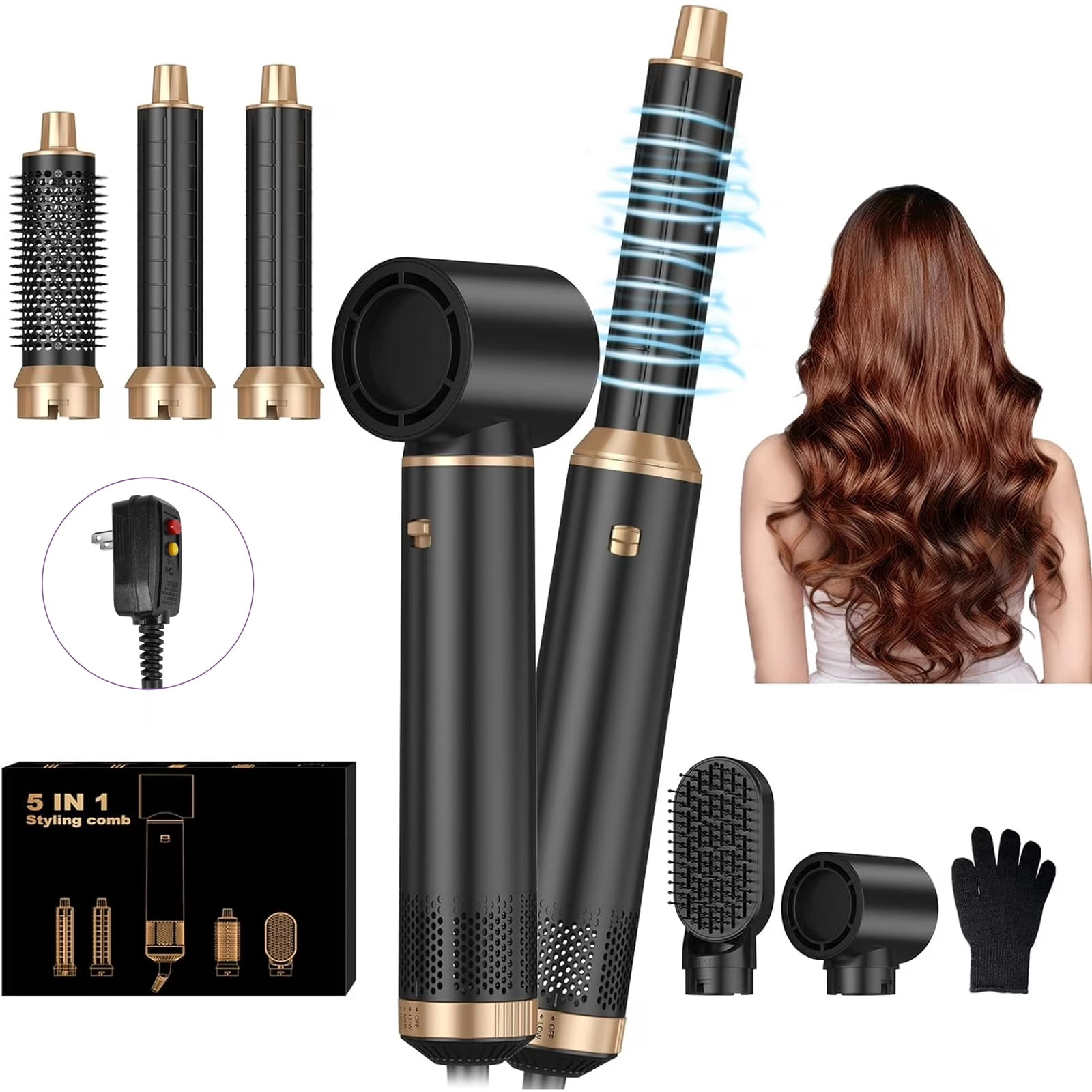 Free Shipping! DAN Travel Hair Dryer Brush Nano Titanium Dual