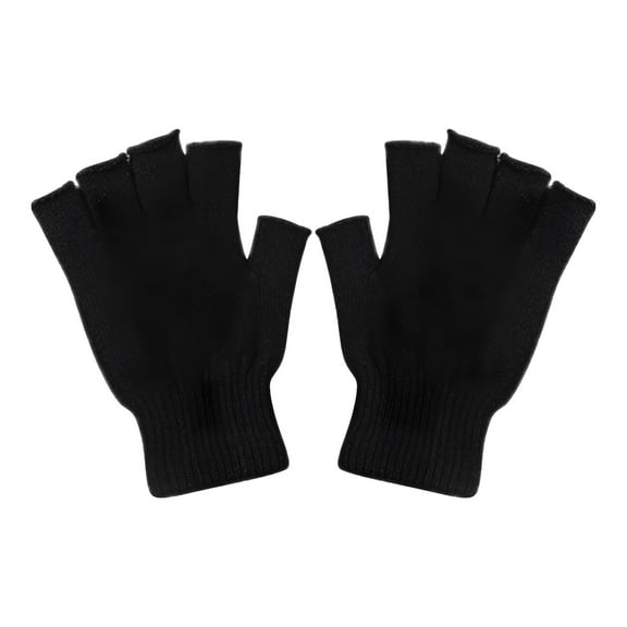 TELOLY Winter Warm Knitted Fingerless Half Finger Gloves Knit Mitten Fingerless Gloves Me, Black