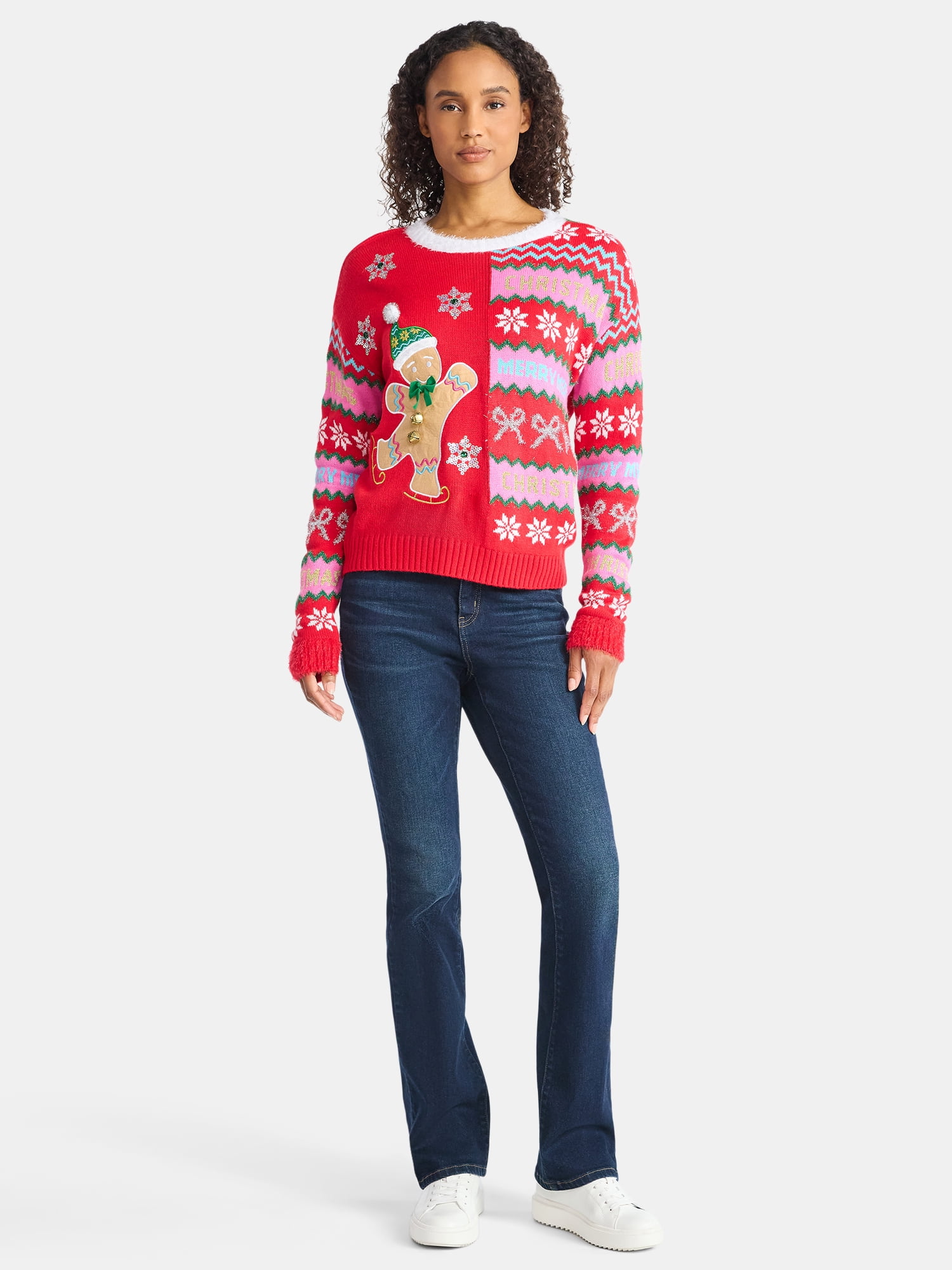 Holiday Time Women's Embellished Pullover Christmas Sweater, Midweight, Sizes XXS-XXXL