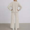 thumbnail image 6 of sususu Travel Outfits for Women 2 Piece Sets,Fall Sets Women's Casual Tracksuit Set Long Sleeve Crewneck Top And Wide Leg Pants With Pockets Comfortable Two Piece Outfit For Daily Wear - Beige, 6 of 7