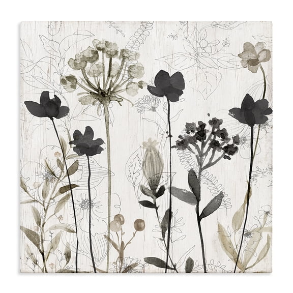 Stupell Industries Shabby Chic Abstract Overlapping Flower Sprigs Canvas Art, 17 x 17, by Livi Finn