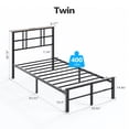 thumbnail image 5 of Zimtown Twin Bed Frame with Storage Headboard, LED Lights, and Charging Station, Single Metal Platform Bed, Black, 5 of 8