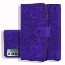 Mantto Cases for Samsung Galaxy Note 20 - 6.7 inch Magnetic Wallet Case for Women Card Holder Flip Cover Embossed Mandala Flower Kickstand PU Leather Magnetic Folio with Strap, Purple