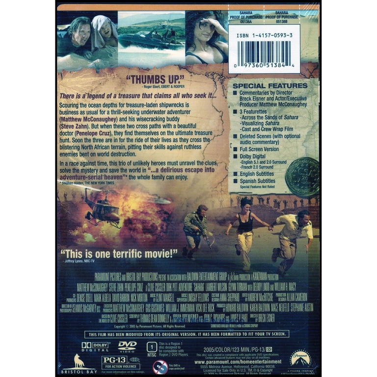 Sahara (Full Screen Edition) (DVD) - Walmart.com