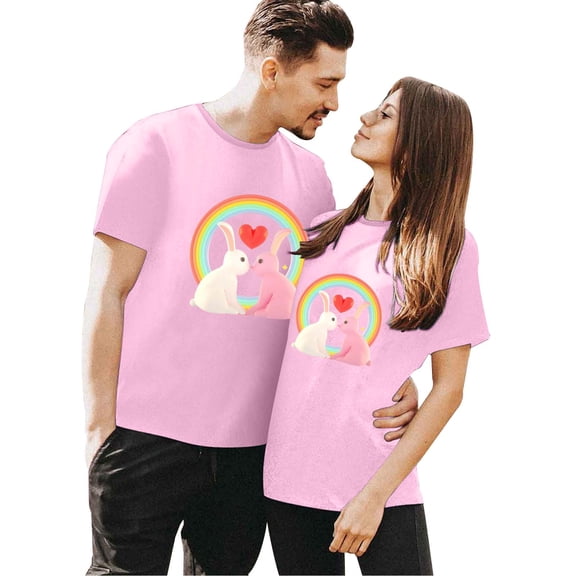 Mens Valentine'S Day T Shirts Short Neck Printed Sleeve Comtable Round Boho Shirt for Men Valentine'S Day,Pink,S