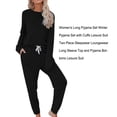 thumbnail image 3 of Guardurnaity Conjunto de 2 piezas de ropa de mujer de diseño Simple, pantalones de manga larga, camiseta de Color sólido, Kit de pantalones, Pijama L, 3 of 5
