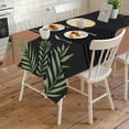 thumbnail image 4 of Boho Black Rectangle Tablecloth, Brown Modern Stripes Moon Abstract Leaf Waterproof & StainResistant Tablecloth, Washable Oil-proof Table Cover for Dining/Party/Wedding/Camping/Buffet 54x108 In, 4 of 9