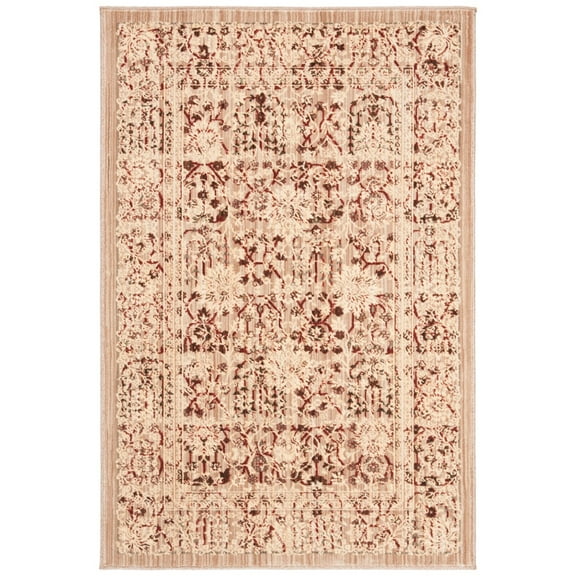 SAFAVIEH Infinity Coleman Floral Bordered Polyester Area Rug, Beige/Yellow, 4' x 6'