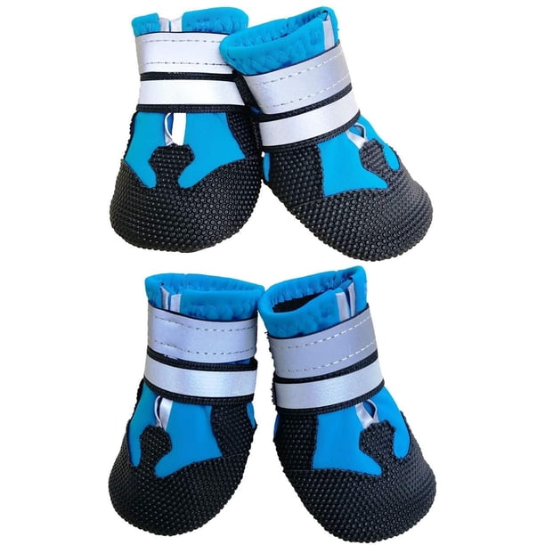 Botas para perros, botas protectoras para perros, 4 piezas, zapatos transpirables para perros, zapatillas antideslizantes (M, azul lago)