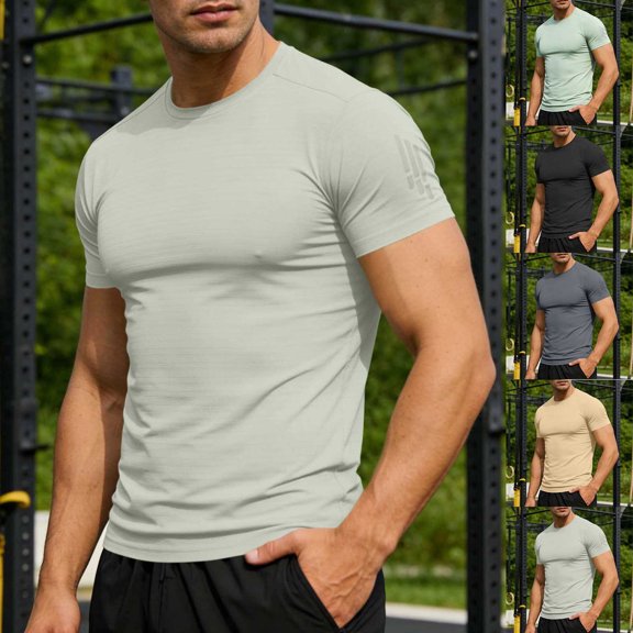 Kojanyu Men's Quick Dry Short Sleeve Workout T-Shirt, Sizes M-4XL