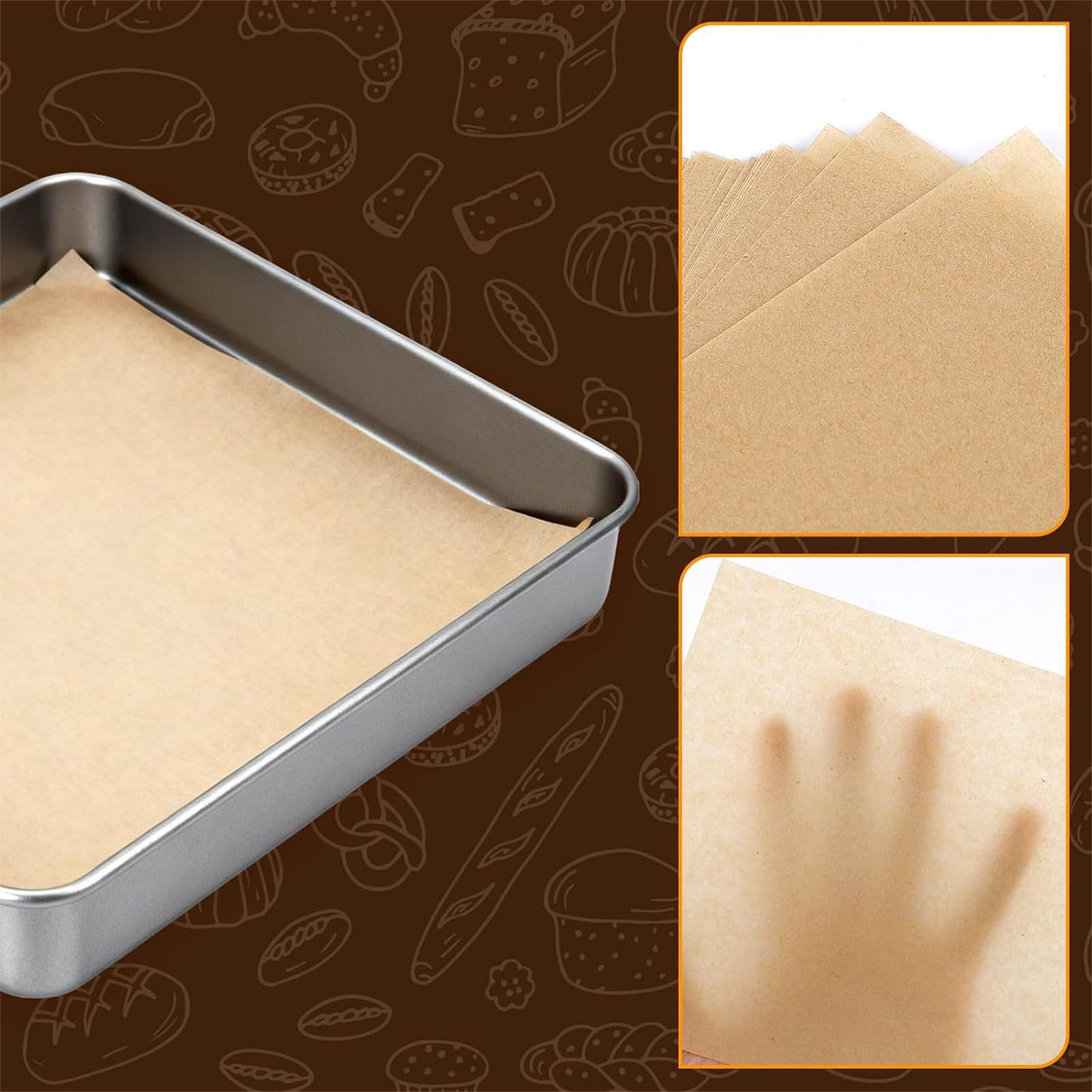 100 Sheets Disposable Square Parchment Paper, 18x18 Inch (8x8 Inch) Non-Stick Food Baking Paper, Square Baking & Cooking Paper for Oven, Pastry, Baking, & Grilling, 1 Pack