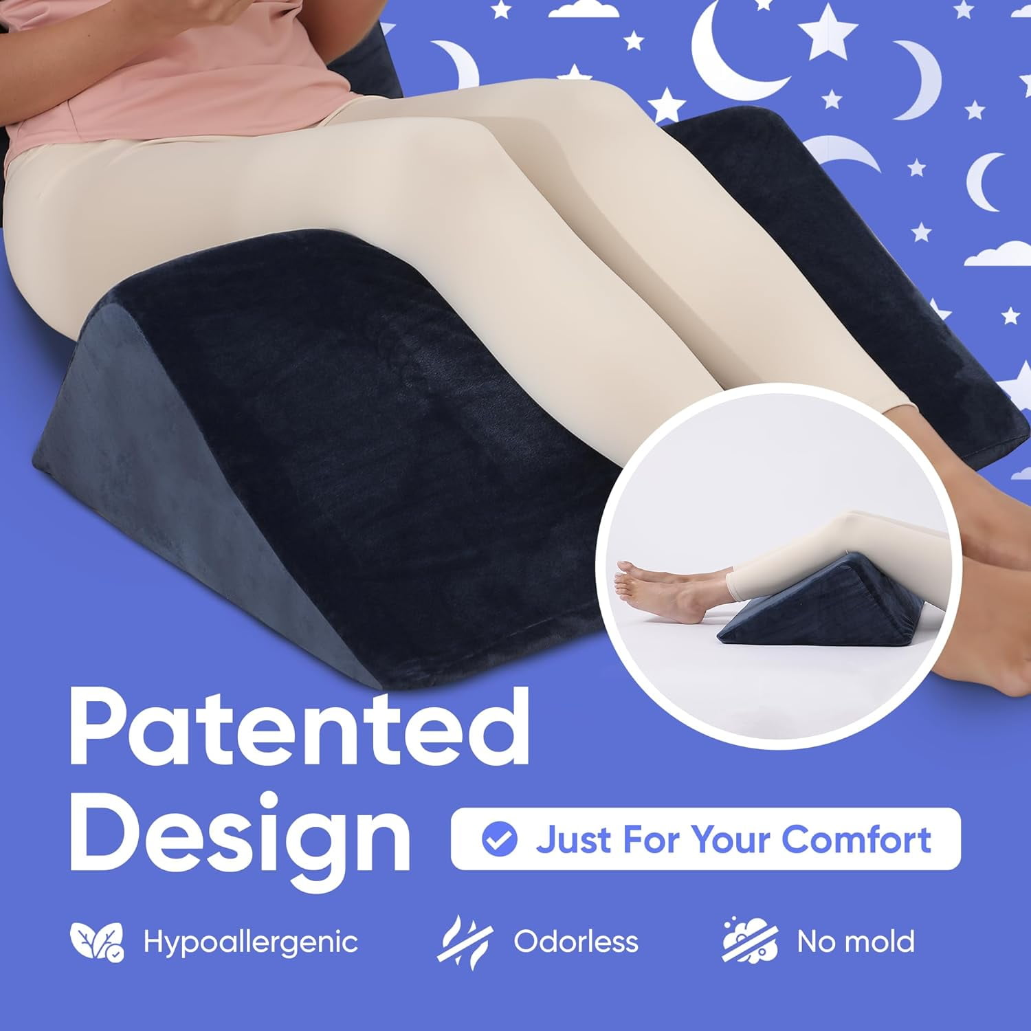 AllSettHealth Bed Wedge Pillow For Sleeping – 2 Separate Memory