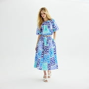 Women's Catherine Malandrino Batik Print Midi Skirt Color: Blue Tile Size: LARGE