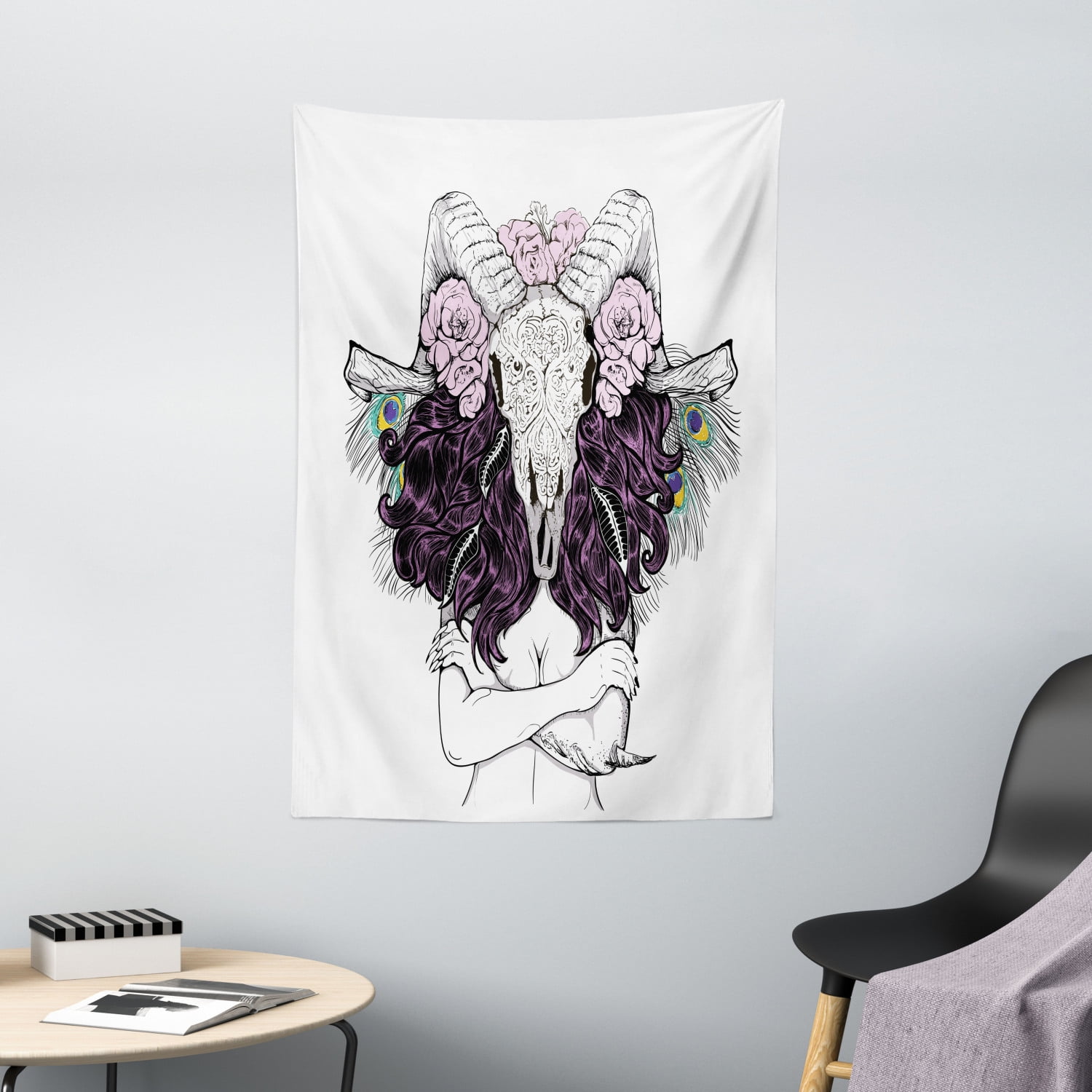Ambesonne Skull Throw Pillow Cushion Cover 20 X 20 Tribal Lady Portrait Print Horned Goat Head and Peacock Feathers Mystic Voodoo Boho Pattern Decorative Square Accent Pillow Case Purple Black Ambesonne Skull Throw Pillow Cushion Cover 20 X 20 Tribal Lady Portrait Print Horned Goat Head and Peacock Feathers Mystic Voodoo Boho Pattern Decorative Square Accent Pillow Case Purple Black