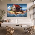 thumbnail image 1 of Póster de lienzo de Una cabaña marrón junto al mar, decoración de dormitorio, paisaje deportivo, decoración de oficina, regalo, estilo marco, 20 x 30 cm, 1 of 8