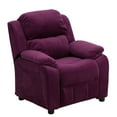 thumbnail image 1 of Deluxe Padded Contemporary Purple Microfiber Kids Recliner with Storage Arms, 1 of 9
