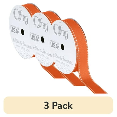 (3 pack) Offray Ribbon, Torrid Orange 5/8 inch Grosgrain Polyester Ribbon for Sewing, Crafts, and Gifting, 9 feet, 1 Each